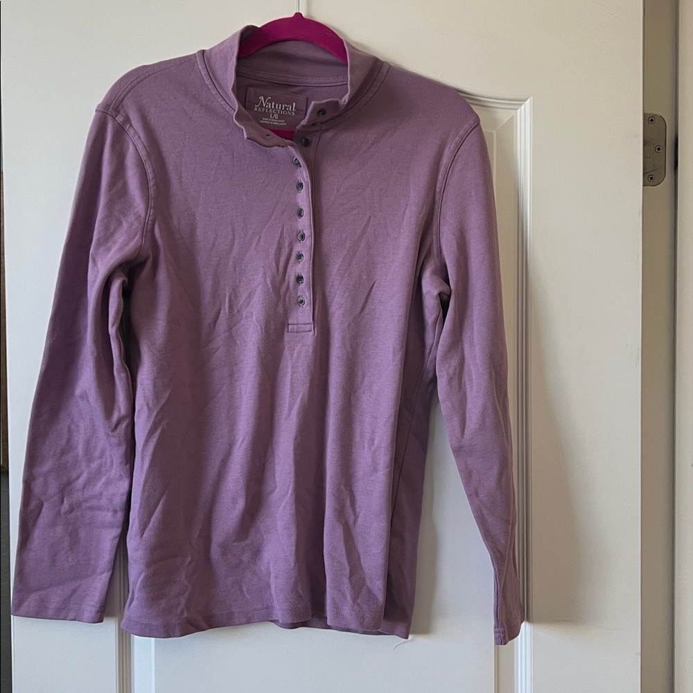 Natural Reflections lilac Long-Sleeve Polo Top